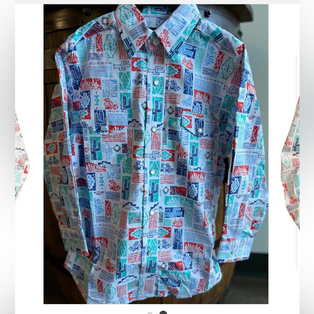 Panhandle Colorful Desert Print Button Down Shirt for Kids Size 4/5-XS